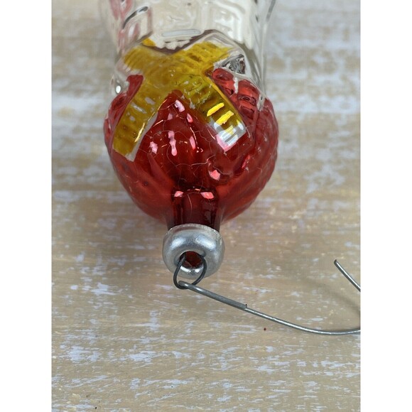 Vintage Blown Glass Red And Gold WINDMILL Embossed Christmas Ornament - Picture 6 of 6
